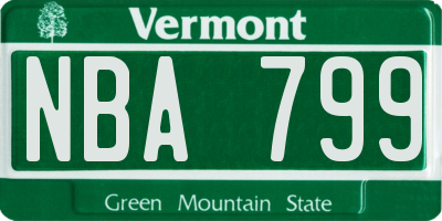 VT license plate NBA799