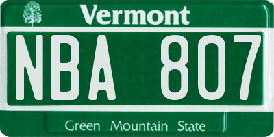 VT license plate NBA807