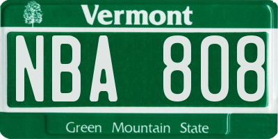 VT license plate NBA808