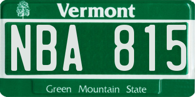 VT license plate NBA815