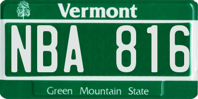 VT license plate NBA816