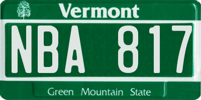 VT license plate NBA817