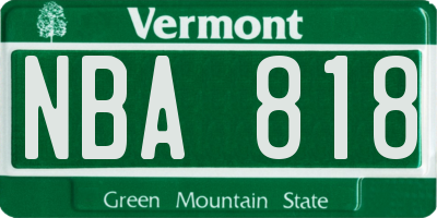 VT license plate NBA818