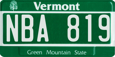 VT license plate NBA819