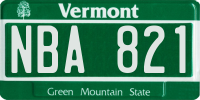 VT license plate NBA821