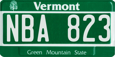 VT license plate NBA823