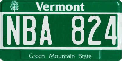 VT license plate NBA824