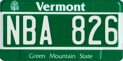 VT license plate NBA826