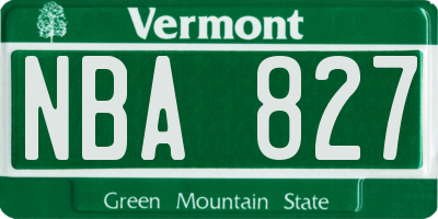 VT license plate NBA827