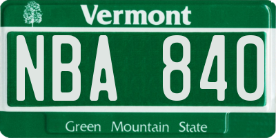 VT license plate NBA840
