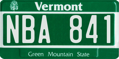 VT license plate NBA841