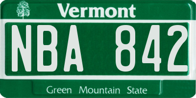 VT license plate NBA842