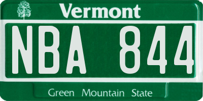 VT license plate NBA844