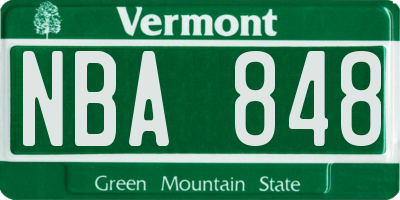 VT license plate NBA848