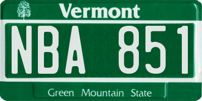 VT license plate NBA851
