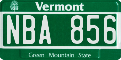 VT license plate NBA856