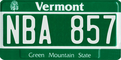 VT license plate NBA857