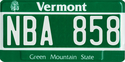 VT license plate NBA858