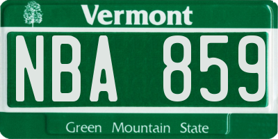 VT license plate NBA859