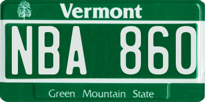 VT license plate NBA860