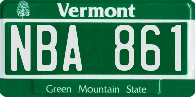VT license plate NBA861