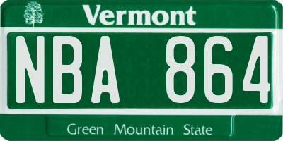 VT license plate NBA864