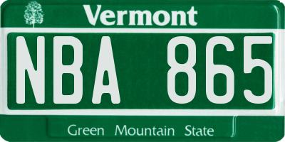 VT license plate NBA865