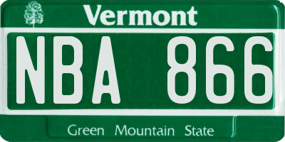 VT license plate NBA866