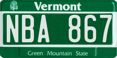 VT license plate NBA867