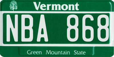 VT license plate NBA868