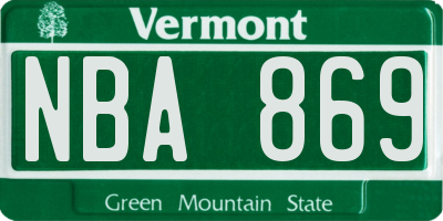 VT license plate NBA869