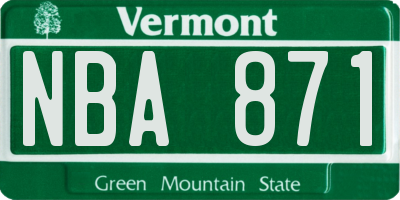 VT license plate NBA871