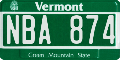 VT license plate NBA874