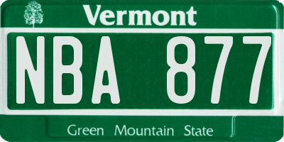 VT license plate NBA877