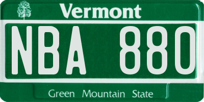 VT license plate NBA880