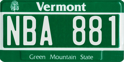 VT license plate NBA881
