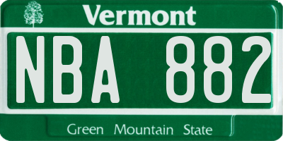 VT license plate NBA882