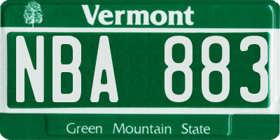 VT license plate NBA883