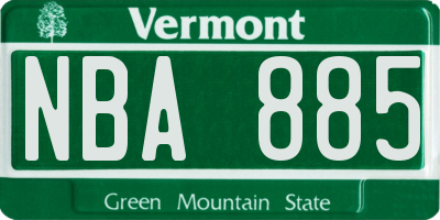 VT license plate NBA885