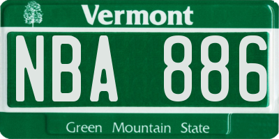 VT license plate NBA886