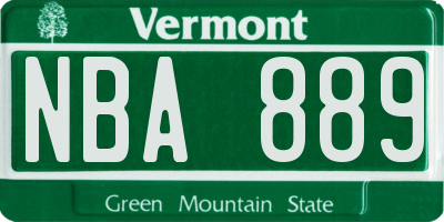 VT license plate NBA889