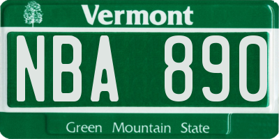 VT license plate NBA890