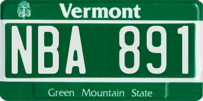 VT license plate NBA891