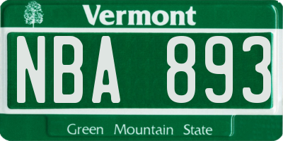 VT license plate NBA893