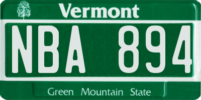 VT license plate NBA894