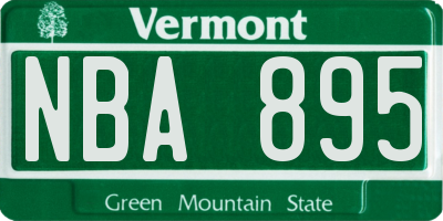VT license plate NBA895