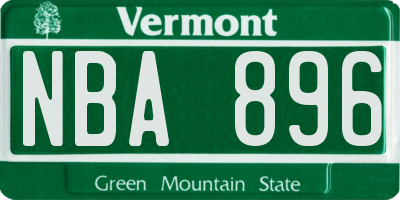 VT license plate NBA896