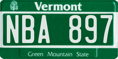 VT license plate NBA897
