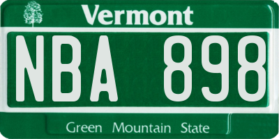 VT license plate NBA898