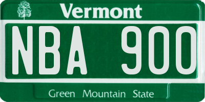 VT license plate NBA900